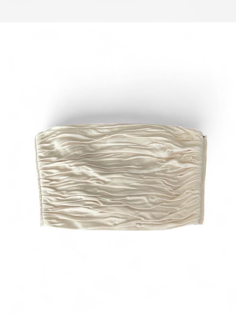 Peserico Ruched Satin Strapless Top in Ivory